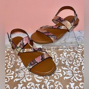 Naturalizer TRU Colorful Snake Pattern Leather Strappy Flat Sandals Sz 10W VGC